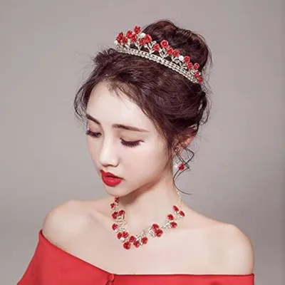 Red Rose Flower Queen Crown